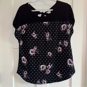 Floral Black and Purple Women's Top